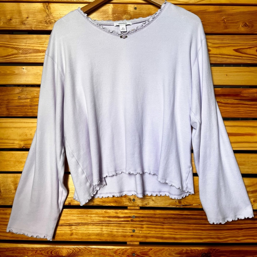 Vintage Y2K Dressbarn Lavender Lettuce Hem Long Sleeve Top